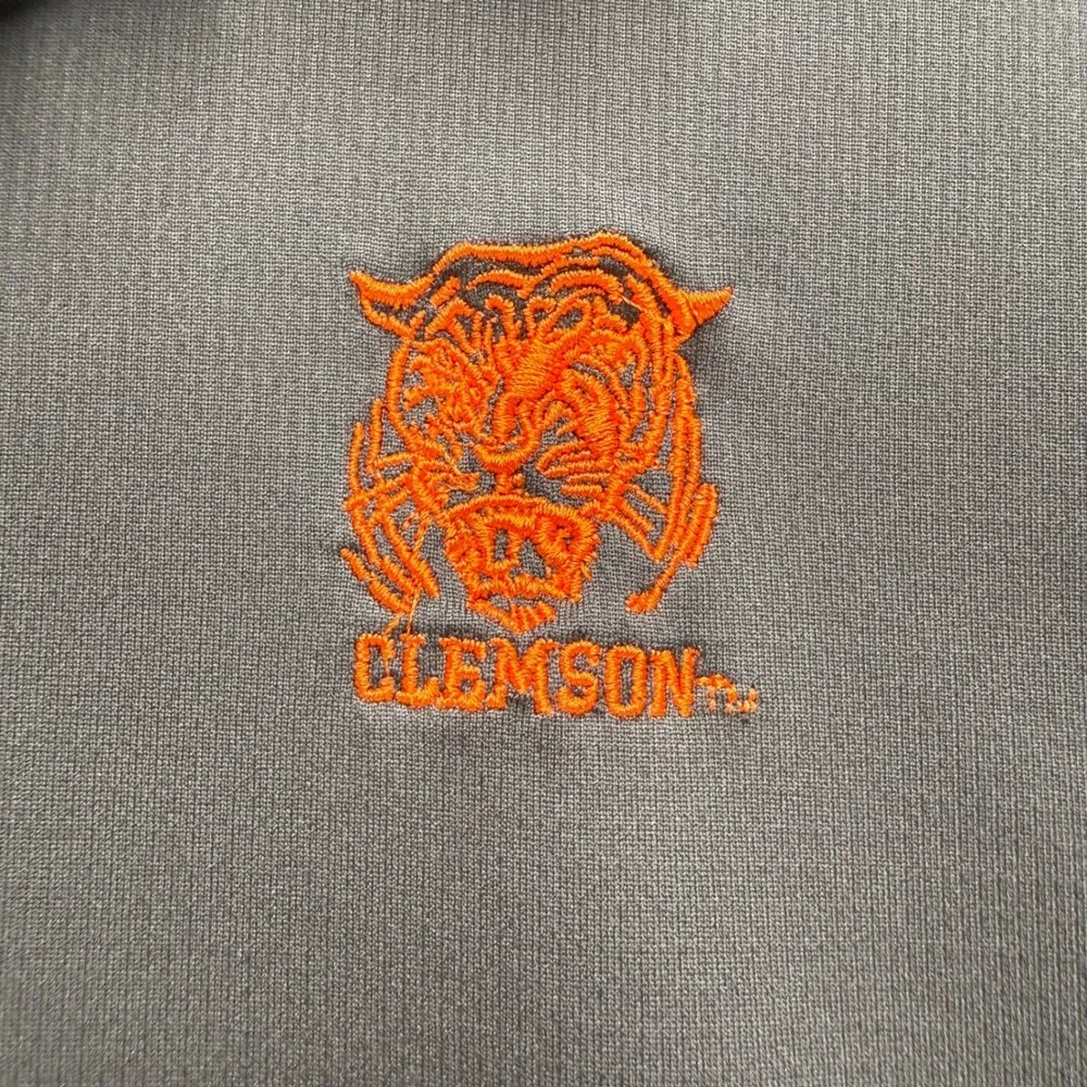 Nike Polo Shirt Men XL Gray Clemson Tigers Dri-Fit Short Sleeve Performance Golf